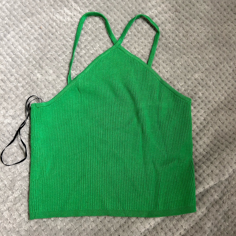h&m green crossover strappy tank